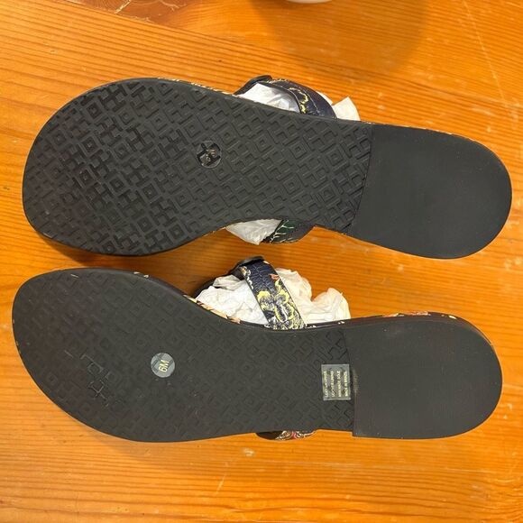 Tory Burch Miller Happy Times Navy Floral Sandals. Size 6M. NEW!! - Picture 8 of 9